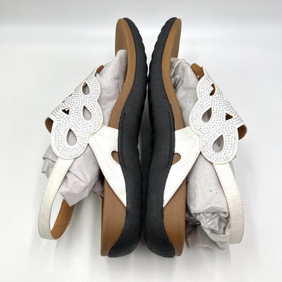 10W‎ 10 WIDE WIDTH Rockport Ridge Sling White Jeweled Sandals Shoes - Picture 8 of 13